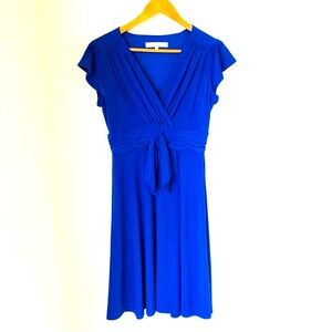 Evan Picone Cobalt Blue Dress Women’s 10P, Wrap Front Detail, Cap Short Sleeve